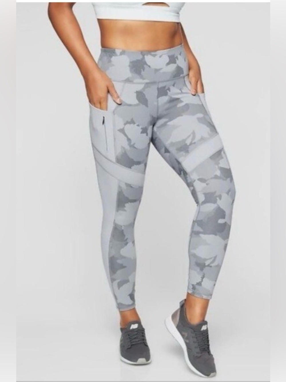 Athleta Gray Cobblestone side pocket Athletic Leggings Women’s S
